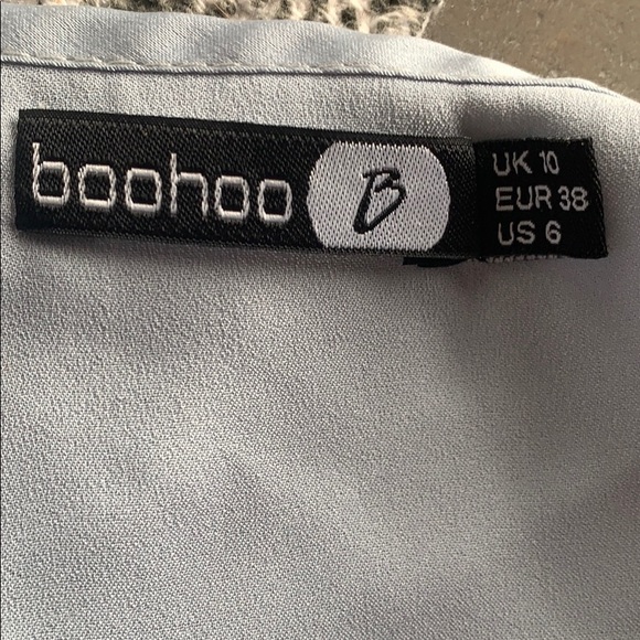 Sky Blue Satin Wrap Dress - Picture 6 of 6